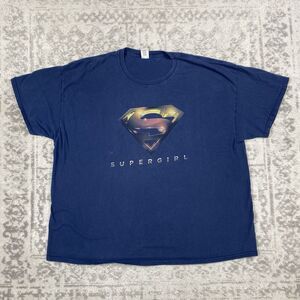VTG Super Girl T Shirt Short Sleeve Blue Logo Print Shirt Men’s Size 3XL